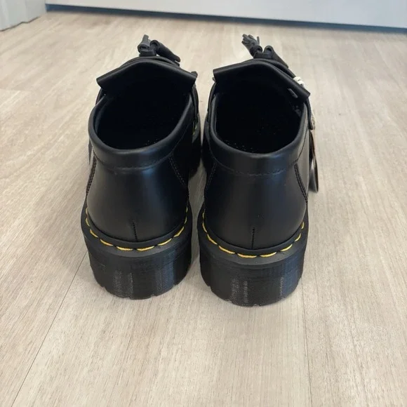 Dr Martens Adrian Quad Loafers Mens Sz 10 Women 11 Black Leather Tassel Platform - Picture 4 of 8
